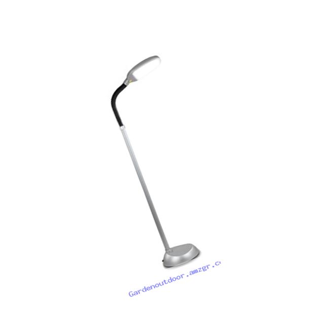 Brightech - Litespan LED Reading and Crafting Floor Lamp - Dimmable Full Spectrum LED Light - Fully Adjustable Neck - 12 Watts - Titanium Silver