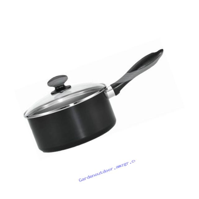 Mirro A79723 Get A Grip Aluminum Nonstick Sauce Pan with Glass Lid Cover Cookware, 2-Quart, Black