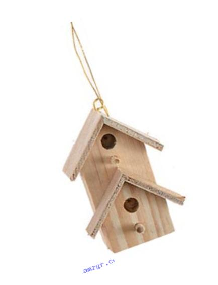 Darice 9157-82 Unfinished Natural Wood Craft Double Bird House with Front House, 2-Inch