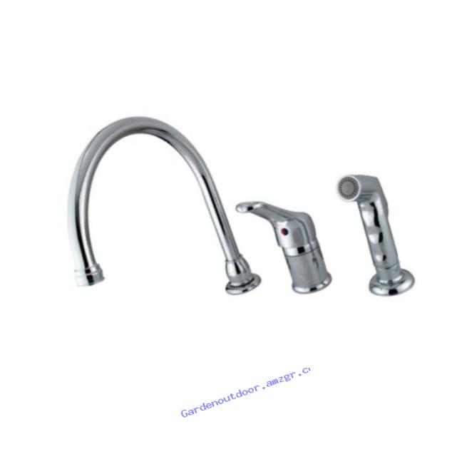 Kingston Brass KB811 Widespread Kitchen Faucet with Sprayer, Polished Chrome