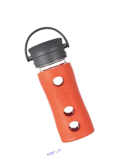 Lifefactory 12-Ounce BPA-Free Glass Coffee and Tea Travel Mug with Café Cap and Insulating Sleeve, Lava