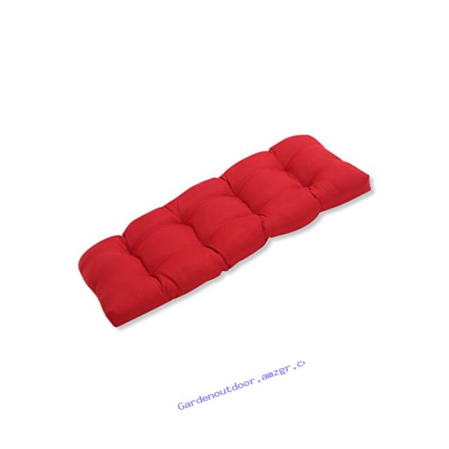 Pillow Perfect Indoor/Outdoor Red Solid Wicker Loveseat Cushion