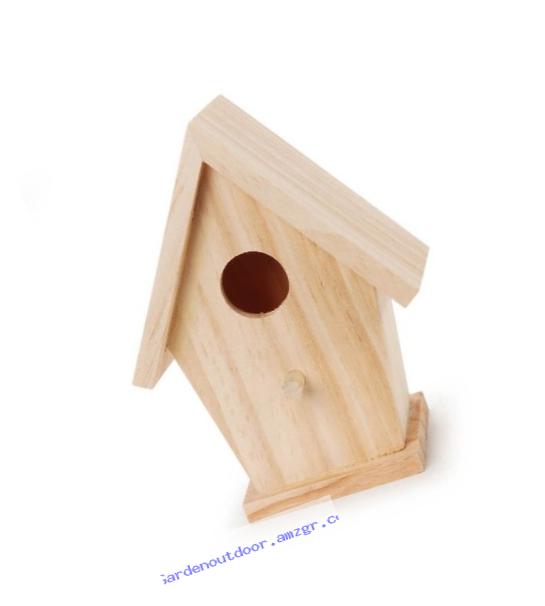 Darice 9184-74 Natural Wood Birdhouse, 5-3/4-Inch
