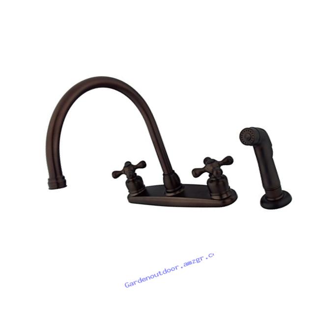 Kingston Brass KB725AXSP Victorian Gooseneck Kitchen Faucet with Sprayer, 8-3/4-Inch, Oil Rubbed Bronze