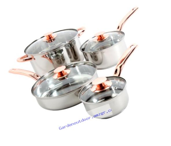 Sunbeam Ansonville 8-Piece Cookware Set, Silver/Copper