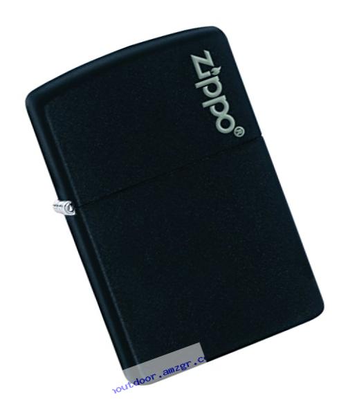 Zippo Logo Black Matte Pocket Lighter