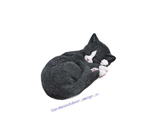 Hi-Line Gift Ltd Lying Cat Sleeping Statue, Black/White