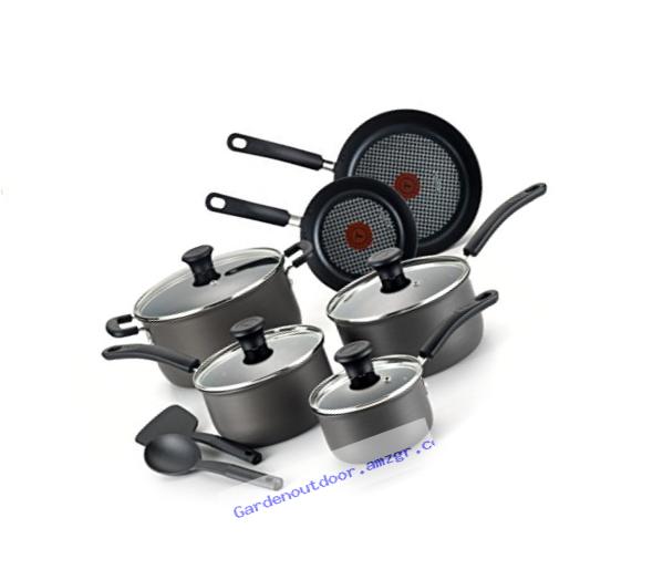 T-fal D913SC Signature Hard Anodized Scratch Resistant PFOA Free Nonstick Thermo-Spot Heat Indicator Cookware Set, 12-Piece, Gray