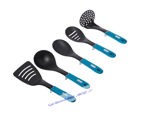 SilverStone Nonstick Nylon Kitchen Tool Set, 5-Piece, Marine Blue, CookStand(tm) Tools
