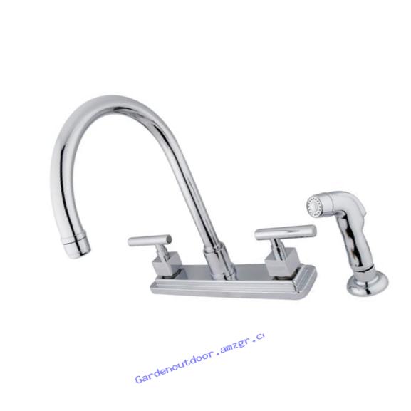 Kingston Brass KS8791CQL Claremont 8-Inch Kitchen Faucet With Plastic Sprayer, Polished Chrome