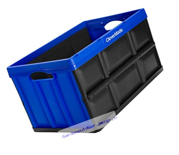 CleverMade CleverCrates 62 Liter Collapsible Storage Bin/Container: Solid Wall Utility Basket/Tote, Royal Blue