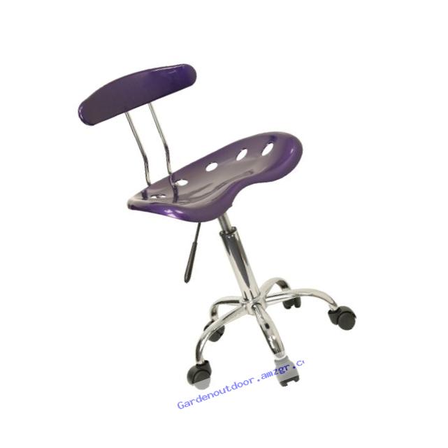 Vibrant Violet and Chrome Task Chair with Tractor Seat