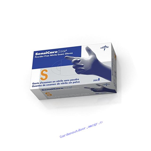 Medline Sensicare 200 Non-Sterile Powder-Free Latex-Free Nitrile Exam Gloves, Small, 200 Count