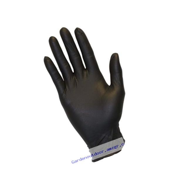 Black Nitrile Exam Gloves - Medical Grade, Disposable, Powder Free, Latex Rubber Free, Heavy Duty, Textured, Non Sterile, Work, Medical, Food Safe, Cleaning, Wholesale, Size Large (Box of 100)