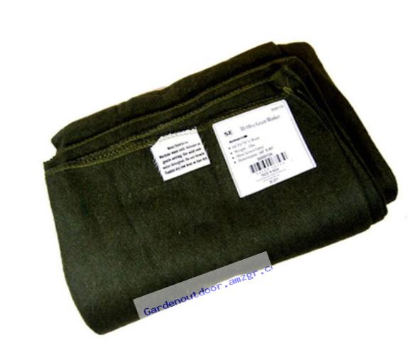SE BI60801GN Warm 3-lb. Blanket (60” x 80”) with 60-70% Wool, Green