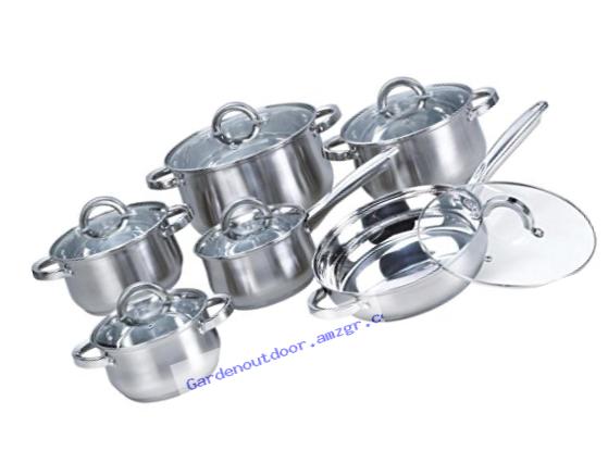 Heim Concept 12-Piece Induction Ready Stainless Steel Cookware Sets with Glass Lid