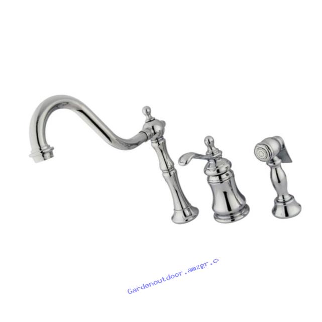 Kingston Brass KS7801TPLBS Templeton Widespread Kitchen Faucet with Brass Sprayer, Polished Chrome