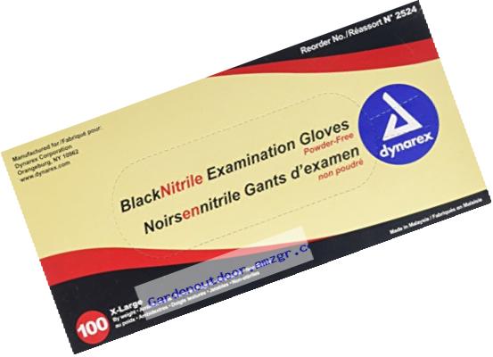 Dynarex Nitrile Exam Gloves, Black, X-Large, 100 Count
