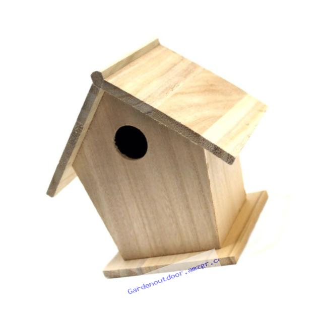 Plaid Wood Surface Birdhouse for Crafting (7 by 7-Inch), 97874