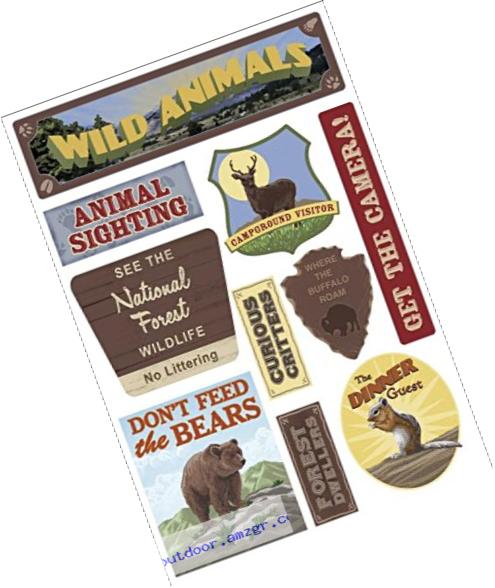 Karen Foster Design Acid and Lignin Free Scrapbooking Sticker Sheet, Wildlife