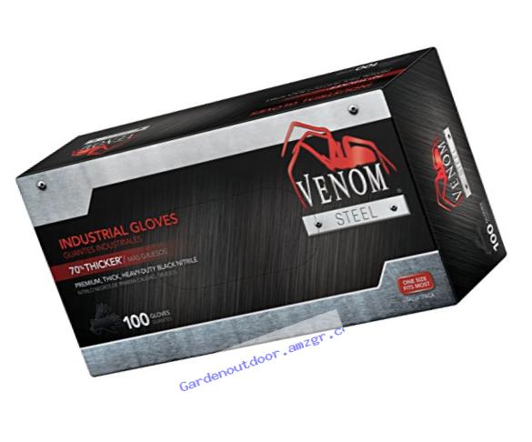 Venom Steel Premium Industrial Nitrile Gloves, Black (Pack of 100)