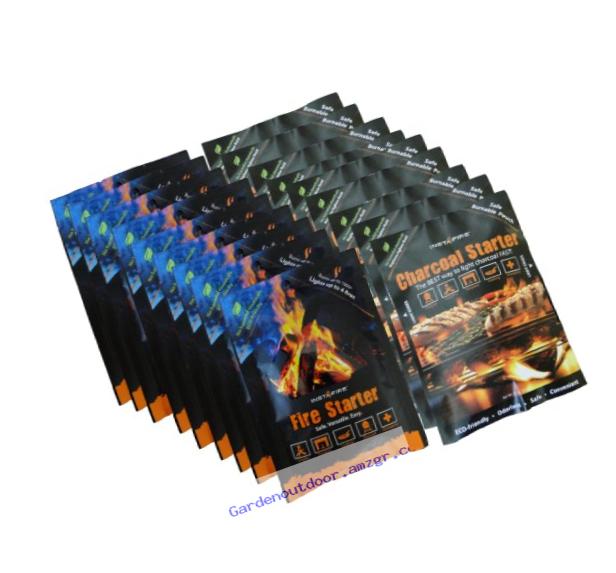 InstaFire Granulated Emergency FireStarter Combo Kit, 18 pack: 9 packs Charcoal Starter, 9 packs Fire Starter