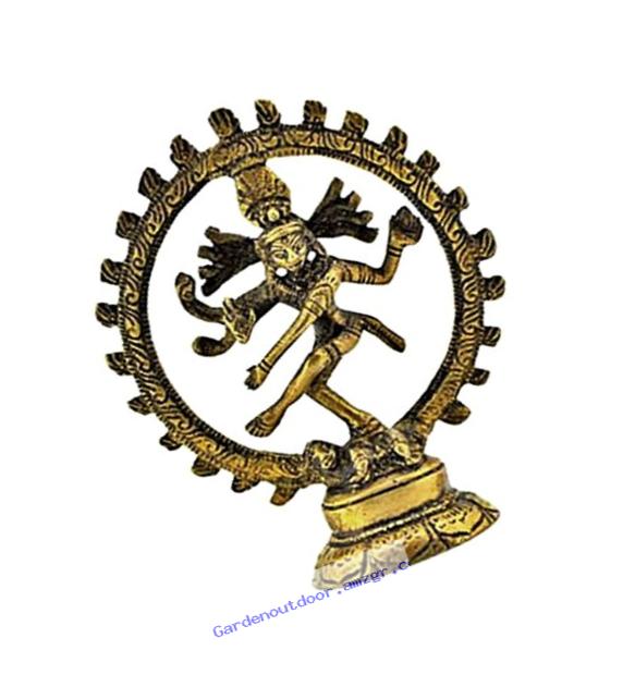 Statuary From India 1 x Shiva (Natraj) Brass Statue, 4