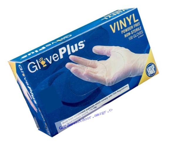 AMMEX - IVPF42100-BX - Vinyl Gloves - GlovePlus - Disposable, Powder Free, Non-Sterile, 4 mil, Small, Clear (Box of 100)