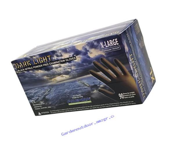 Adenna Dark Light 9 mil Nitrile Powder Free Exam Gloves (Black, X-Large) Box of 90