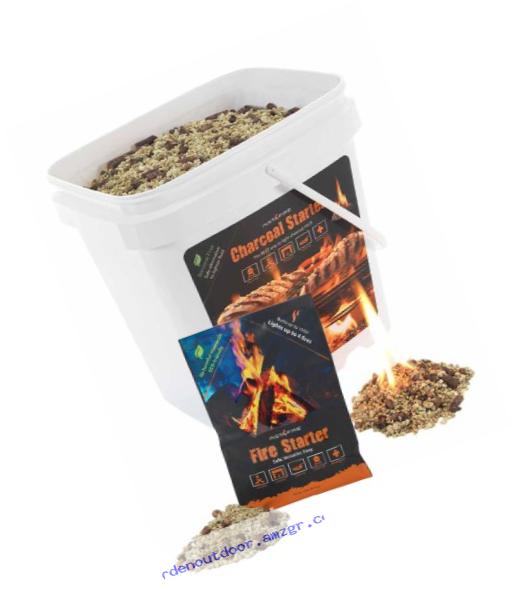 InstaFire 2-Gallon Bucket of Eco-Friendly Granulated Bulk Charcoal Briquette Starter and One Pack of Fire Starter
