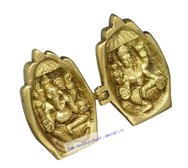 Diwali Puja Statues Hindu Set of Lakshmi Ganesha Idols Brass, H -4 Inch; L- 5 Inch;W- 1.3 Inch, Weight of each statue 390 grams