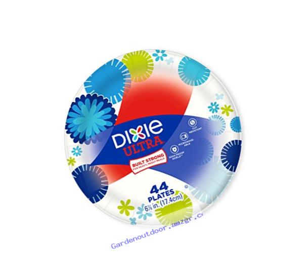 Dixie Ultra Paper Plates, 6 7/8 Inch Plates, 176 Count (4 Packs of 44 Plates); Designs May Vary
