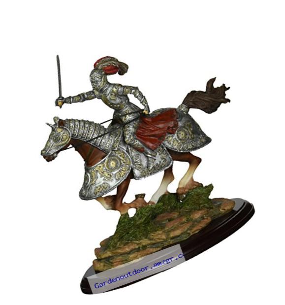 Design Toscano 10 in. Medieval Charging Knight & Horse Sculpture