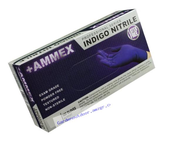 AMMEX - AINPF44100-BX - Medical Nitrile Gloves - Disposable, Powder Free, Exam Grade, 3 mil, Medium, Indigo (Box of 100)