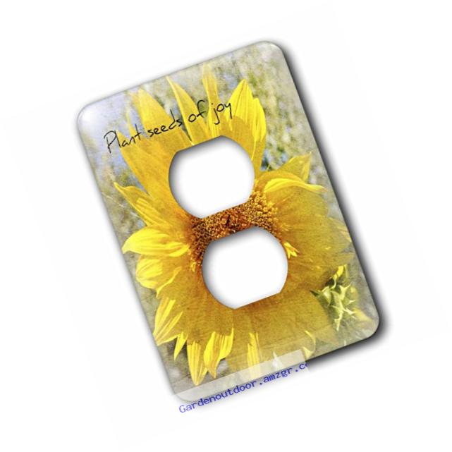 3dRose lsp_50577_6 Yellow Sunflower Plant Seeds Of Joy Inspirational Floral 2 Plug Outlet Cover