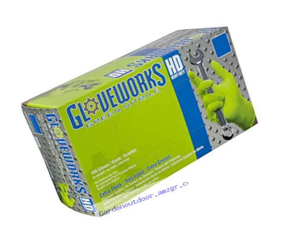 AMMEX - GWGN46100-BX - Nitrile Gloves - Gloveworks - HD, Disposable, Powder Free, 8 mil, Large, Green (Box of 100)