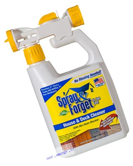 Spray & Forget House & Deck Cleaner with Hose End Sprayer, 32 oz Bottle, 1 Count, Outdoor Cleaner, Mold Remover, Mildew Remover