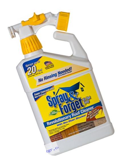 Spray & Forget Revolutionary Roof Cleaner with Hose End Sprayer, 32 oz Bottle, 2 Count, Outdoor Cleaner, Mold Remover, Mildew Remover