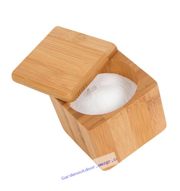 Bamboo Salt Box Container Kitchen Accessory - By Trademark Innovations
