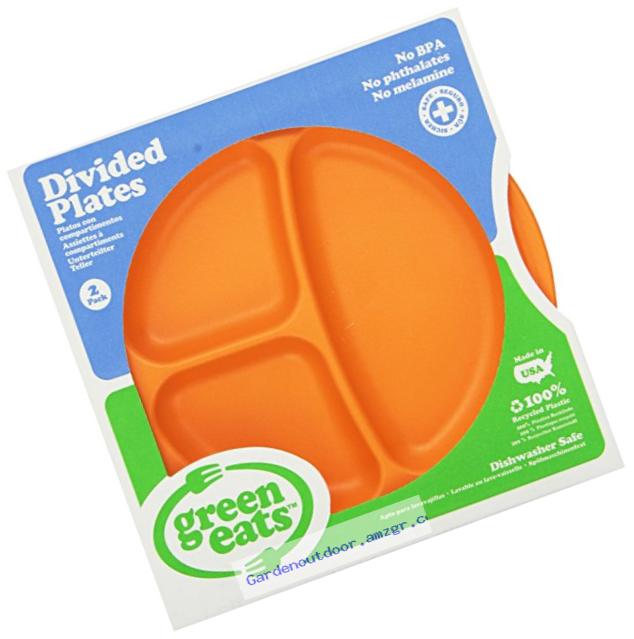 Green Eats 2 Pack Divided Plates, Orange