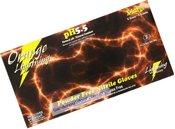 KBS Coatings OR-XL Orange Extra Large Lightning Nitrile Gloves, (Pack of 100)