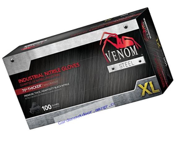 Venom Steel Premium Industrial Nitrile Gloves, X-Large, Black (Pack of 100)