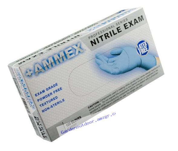 AMMEX - APFN44100-BX - Medical Nitrile Gloves - Disposable, Powder Free, Exam Grade, 4 mil, Medium , Blue (Box of 100)