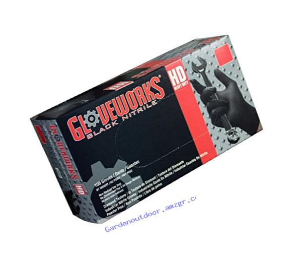 AMMEX - GWBN44100-BX - Nitrile Gloves - Gloveworks - HD, Disposable, Powder Free, 6 mil, Medium, Black (Box of 100)