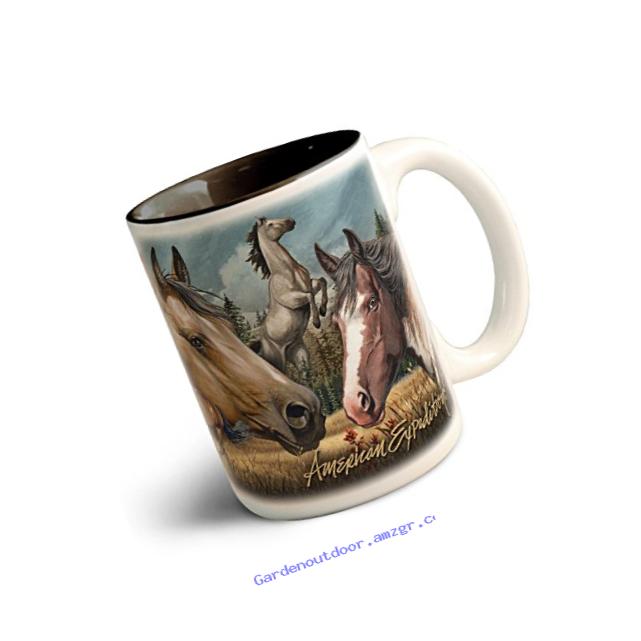 Wildlife Collage Series 15oz Stoneware Coffee Mug (American Mustang)