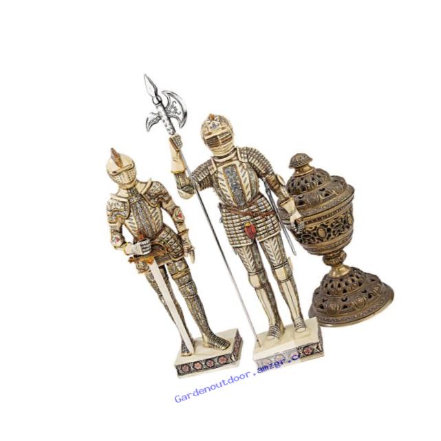 Design Toscano Knights of The Realm Faux Ivory Statues, Ancient Ivory, Set of 2