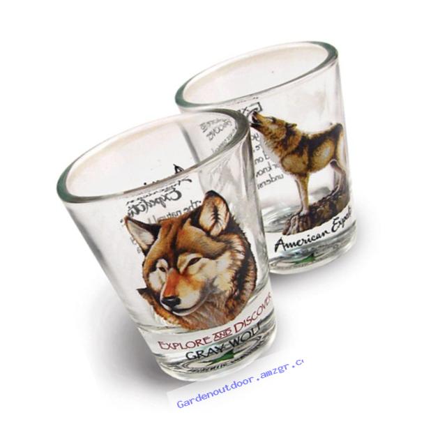 American Expedition Set of 2 Shot Glasses - Wolf