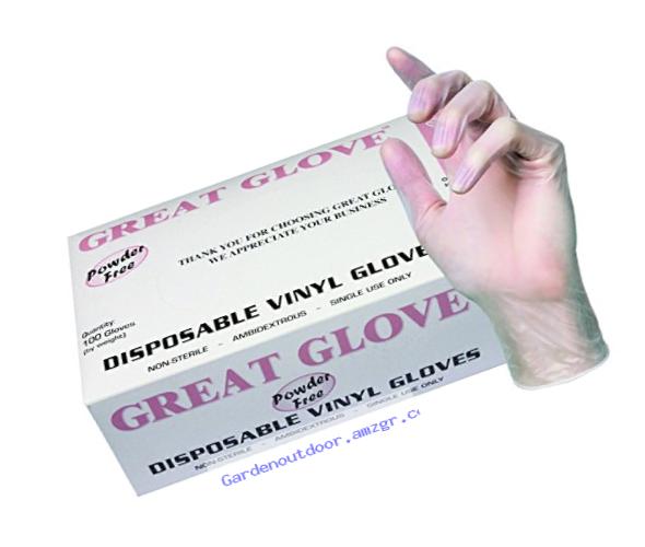 GREAT GLOVE NM70005-S-CS Vinyl Industrial Grade Foodservice Glove, 4 mil, Powder-Free, Latex-Free, Allergy-Free, Smooth, Economical, FDA 177.1950 Compliant For Food Contact, Clear, Small (Pack of 1000)