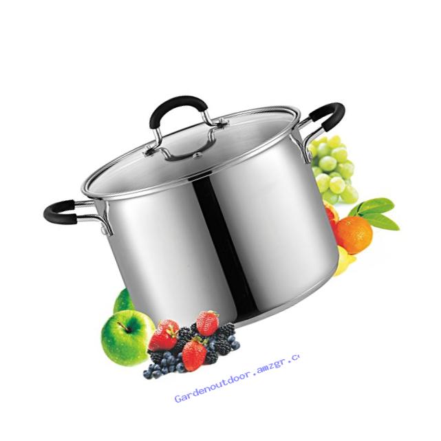Cook N Home 02440 Stockpot Saucepot with Lid Induction Compatible, 8 quart, Metallic